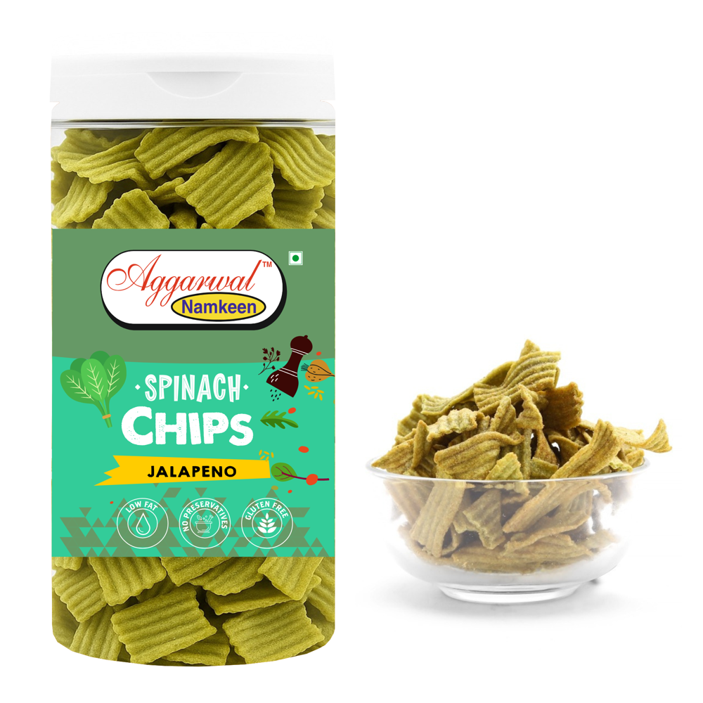 Spinach Jalapeno Chips - Vegan-friendly Vegetable Chips, 6 Months Shelf Life - Spicy Flavor For Snacking And Party Enjoyment