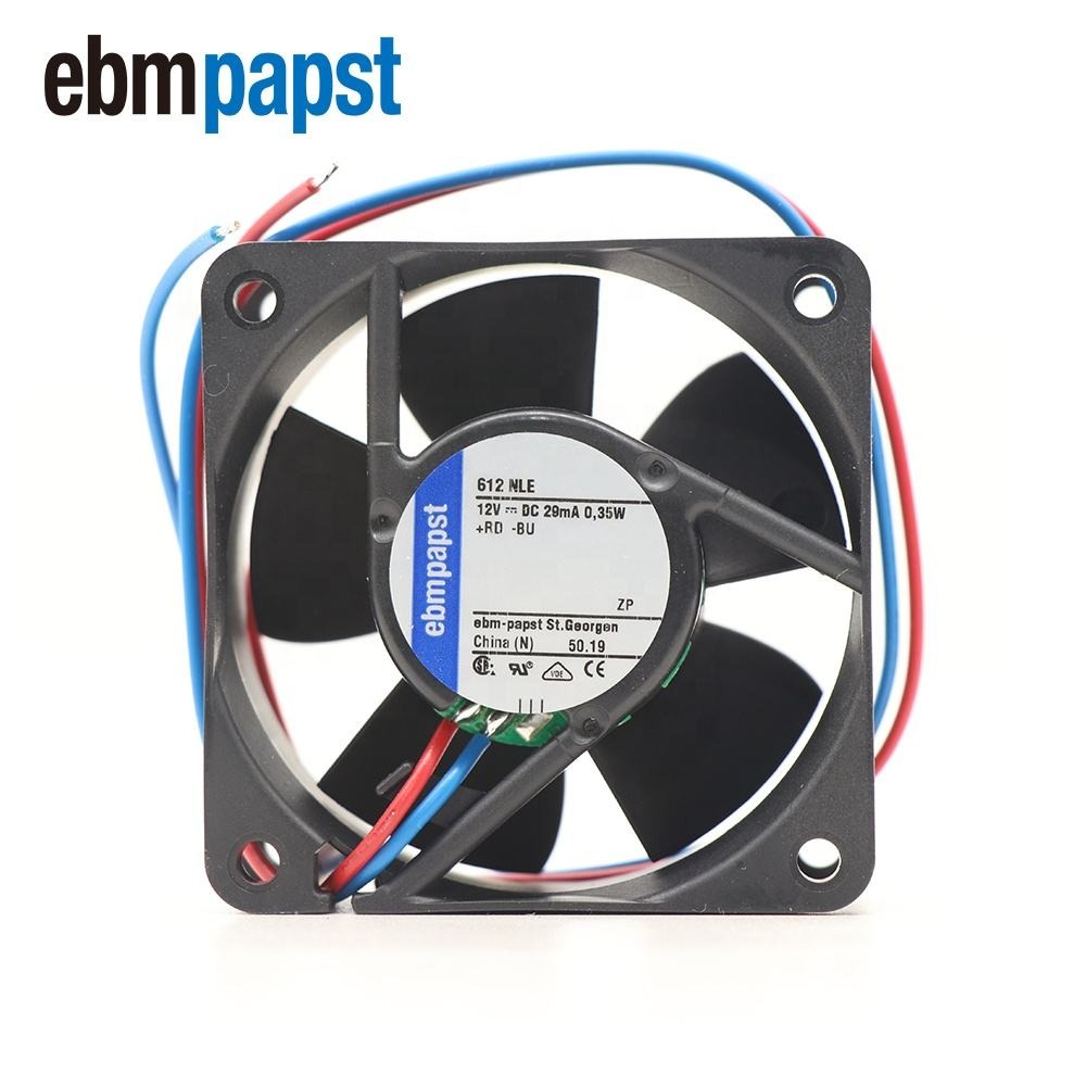 ebmpapst 612NLE 6025 60 X 60 X 25mm 12V DC 6025 21m3/h 2500rpm 33mA 400mW Ball Bearing Chassis 6cm Small Axial Cooling Fan