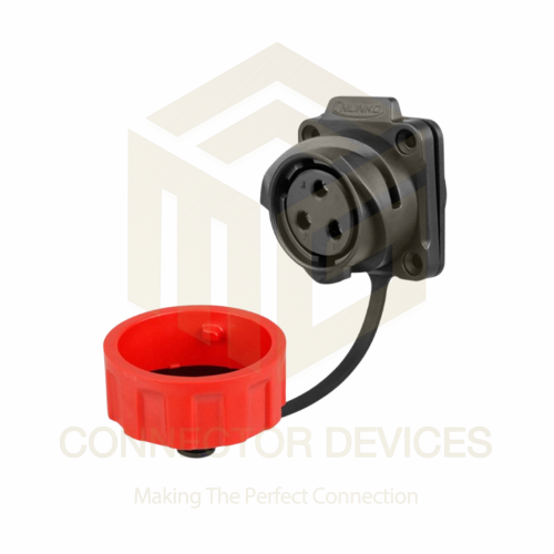 YM24 45A 3Pin Female Socket IP67 Waterproof Power Connector Flange Mount Plastic Shell Solder Terminal
