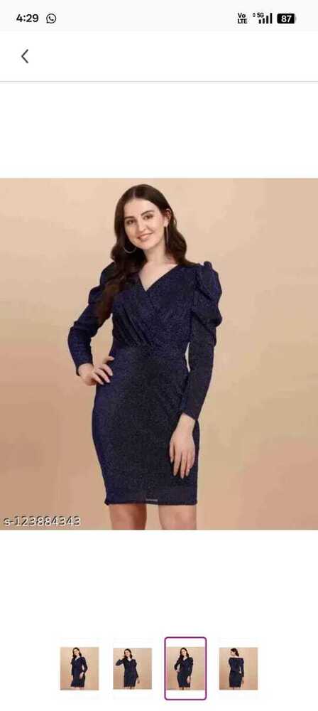 Women Fancy Party Dress Midd/Knee - Color: Blue