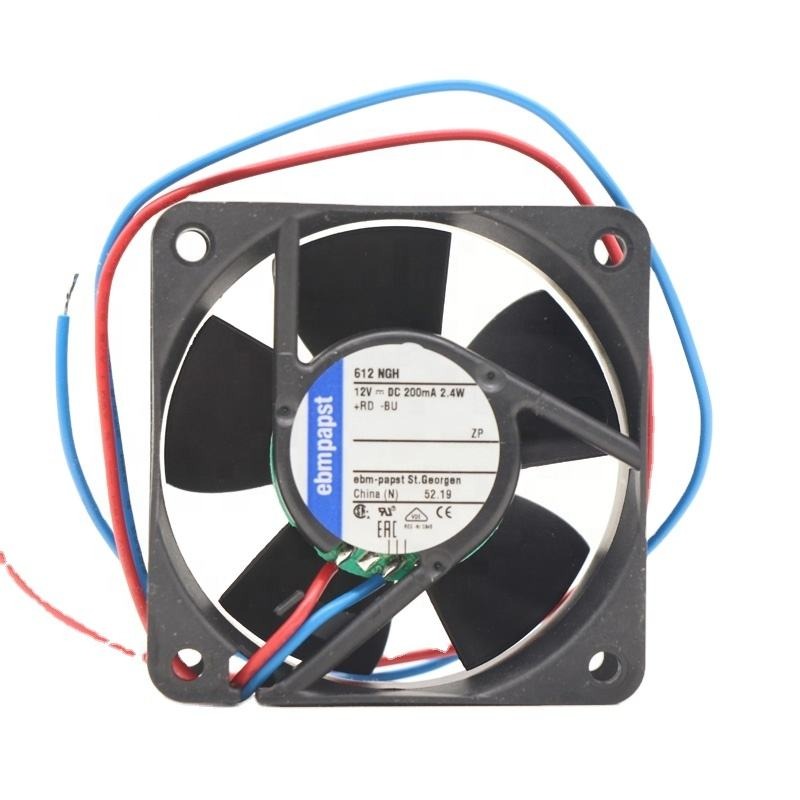 ebmpapst 612NGH 612NGHH 6025 12V DC 2.4 W 6CM 60x60x25mm 0.2A 5600RPM 56m3/h Ball Bearing Cabinet Axial Flow Cooling Fan