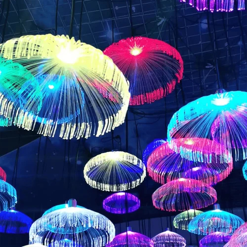35 Solar Fiber Optic Jellyfish String - Color: Multicolor