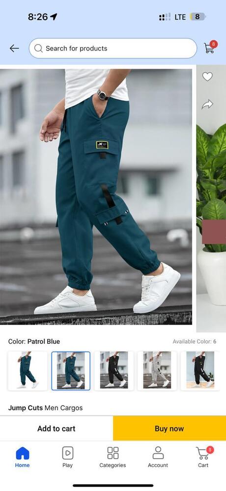 Stylish Mens Cargo Trouser - Color: Gray