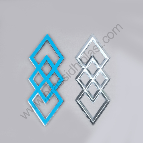 Design Three Square Silver With Sticker | Decorative Furniture Emblem |Modular Cabinet Three Square Desing| Wardrobe Shutter Accessory - Feature: Good Quality