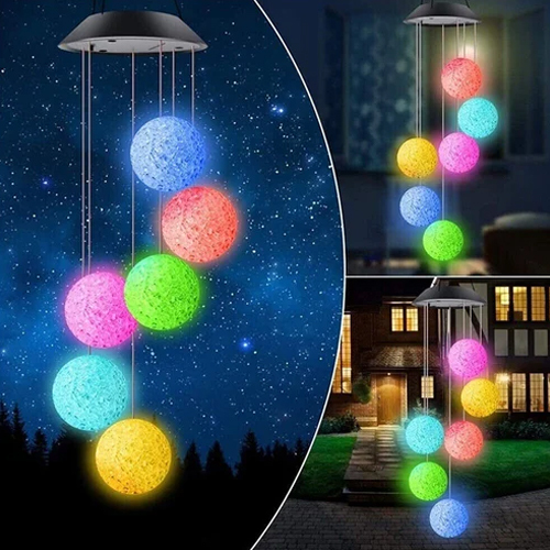 59-Solar Crystal Ball Wind Chime - Color: Multicolour