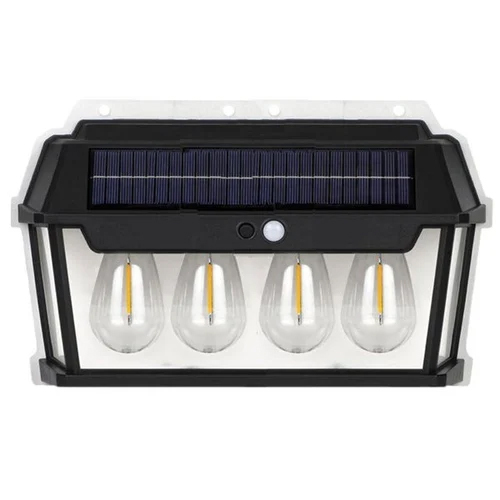 61-Solar Outdoor Light With 4 Bulb - Color: Black