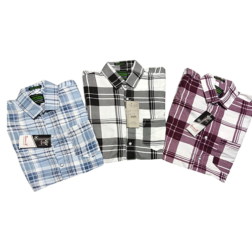 Mens Cotton Check Shirt - Collar Style: Straight