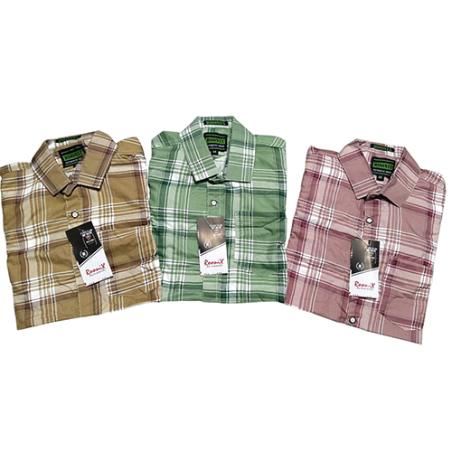 Mens Cotton Check Shirt - Collar Style: Straight