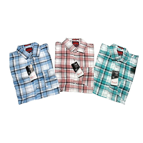 Mens Cotton Check Shirt - Collar Style: Straight