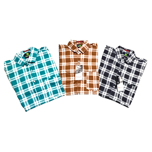 Mens Cotton Check Shirt - Collar Style: Straight