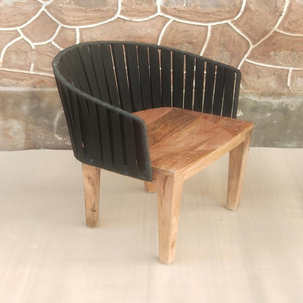 Natural Finish Round Shape Acaia Wood Dining Chair