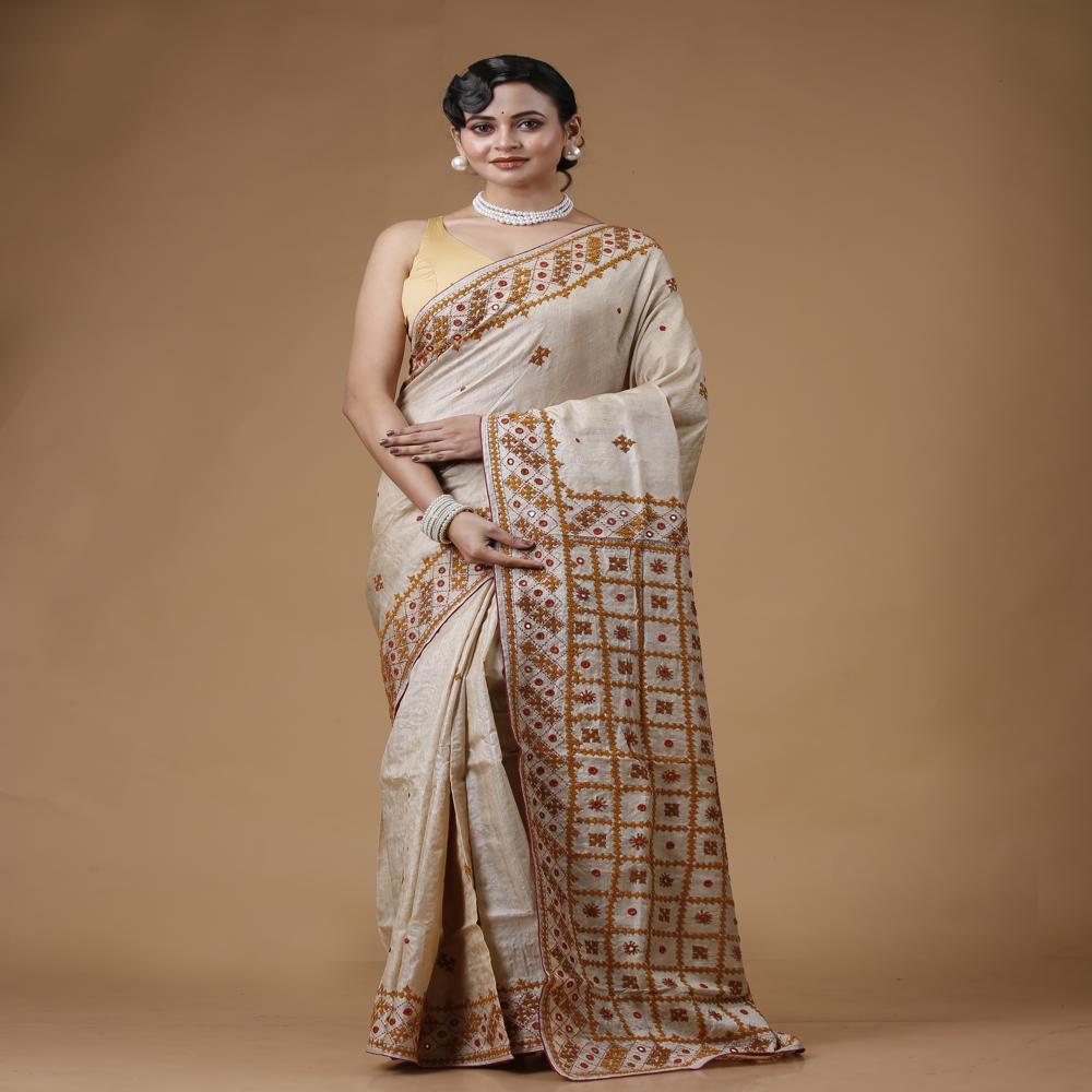 Tussar Kutch Work Saree