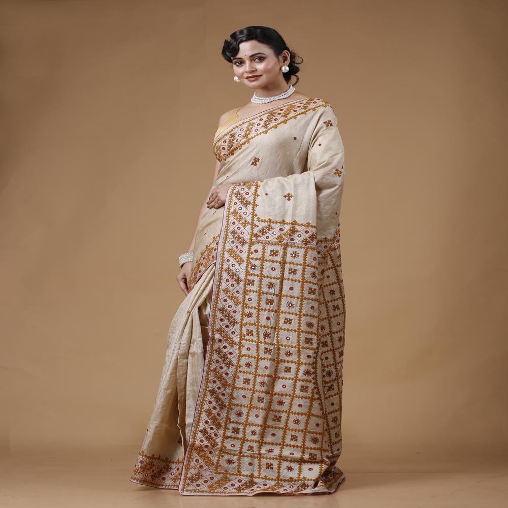 Tussar Kutch Work Saree