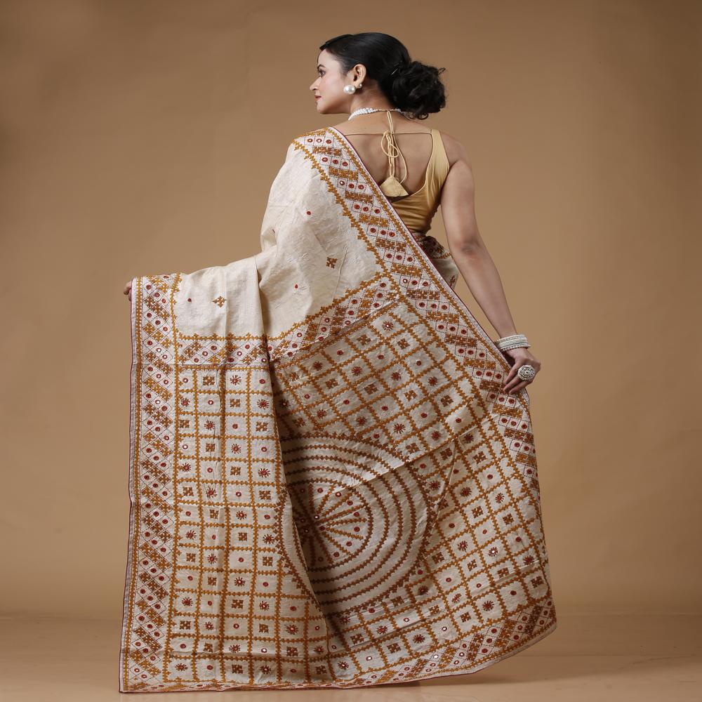 Tussar Kutch Work Saree