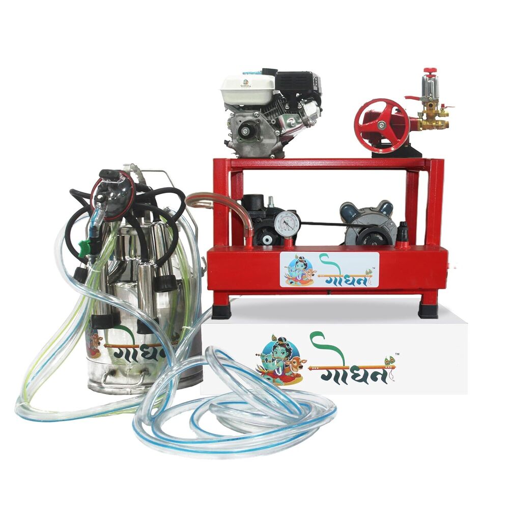 Godhan Gs-350 Oil Double Power Single Bucket All In One Model With 6.5 Hp Engine & Htp (For 30-35 Cows And Buffaloes) - Color: Silver