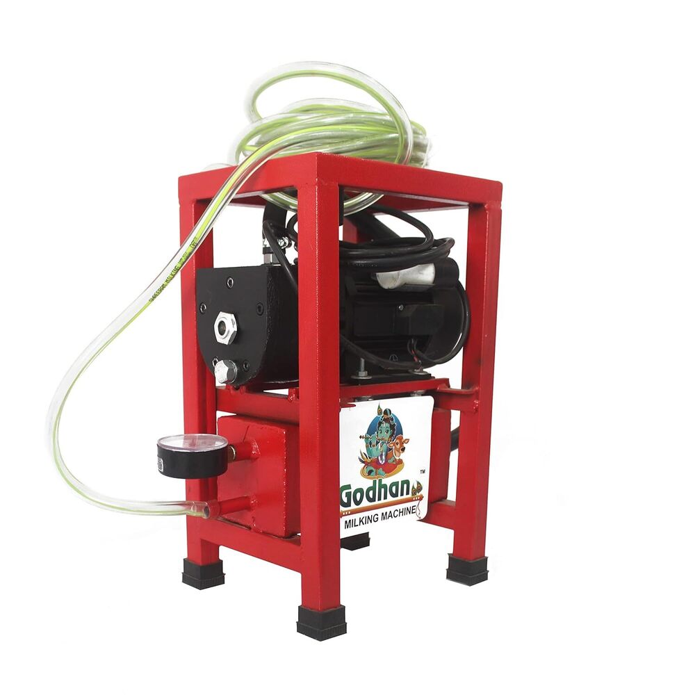 Godhan Gs 120 Oil Milking Machine For Cow (4 To 5 Cows) - Color: Silver And Red