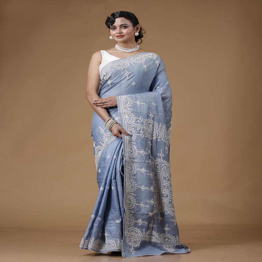 Tussar Gujrati Hand Stitch Saree