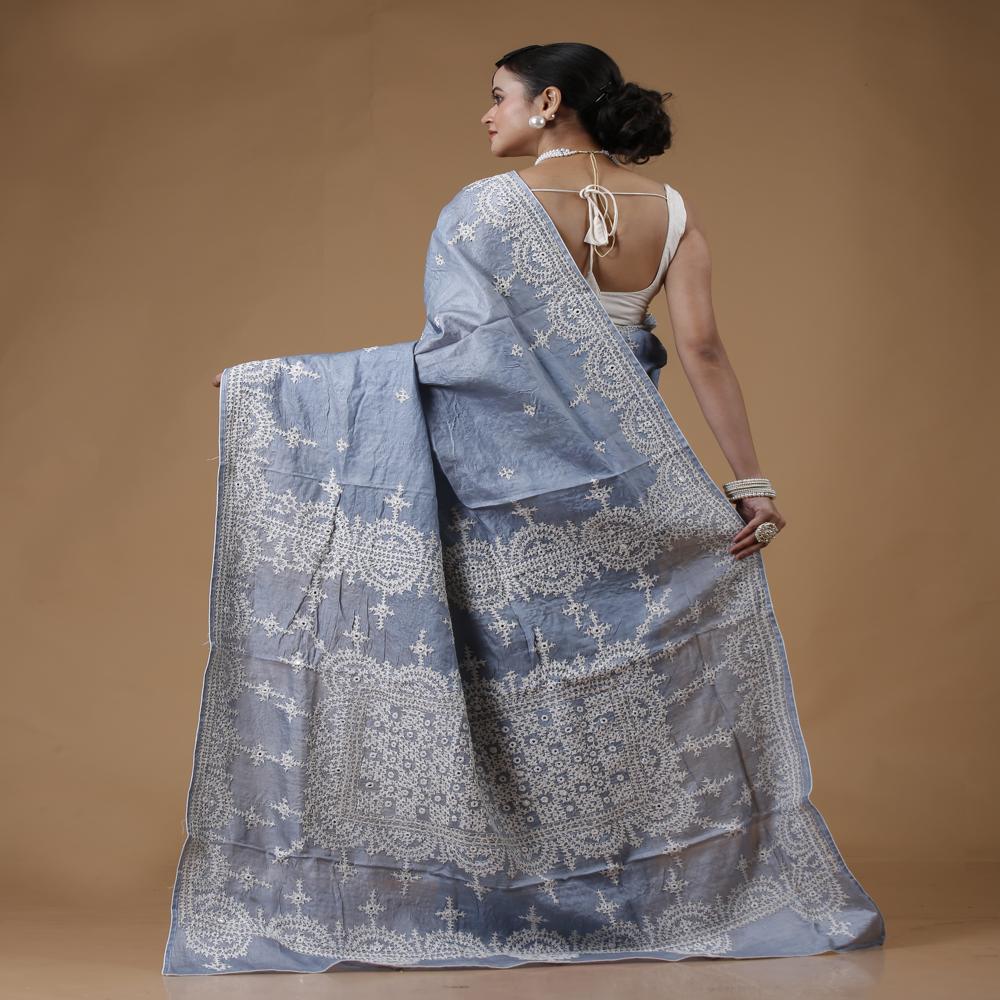 Tussar Gujrati Hand Stitch Saree