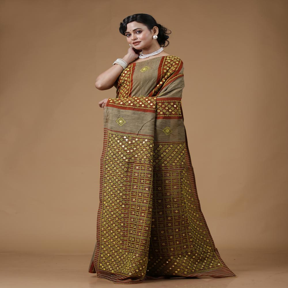 Tussar Ketia Hand Embroidery Saree