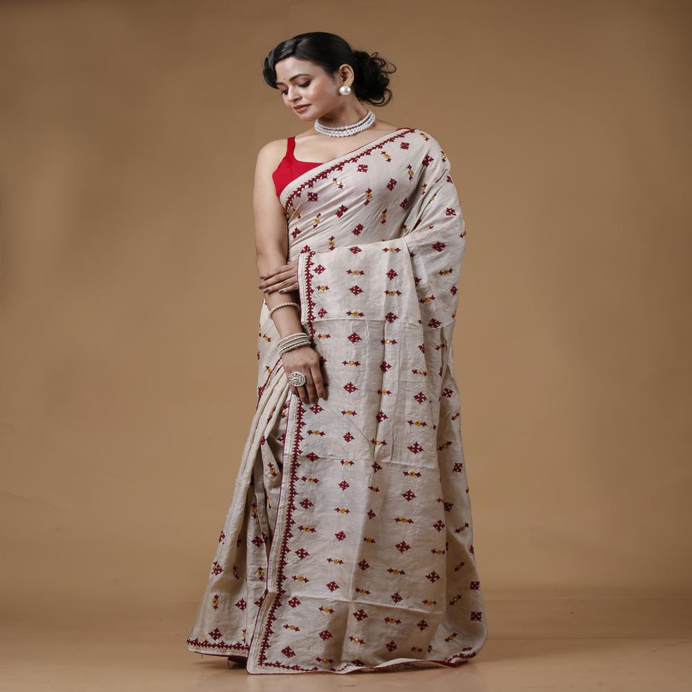 Gachi Tussar Kutch Work Saree