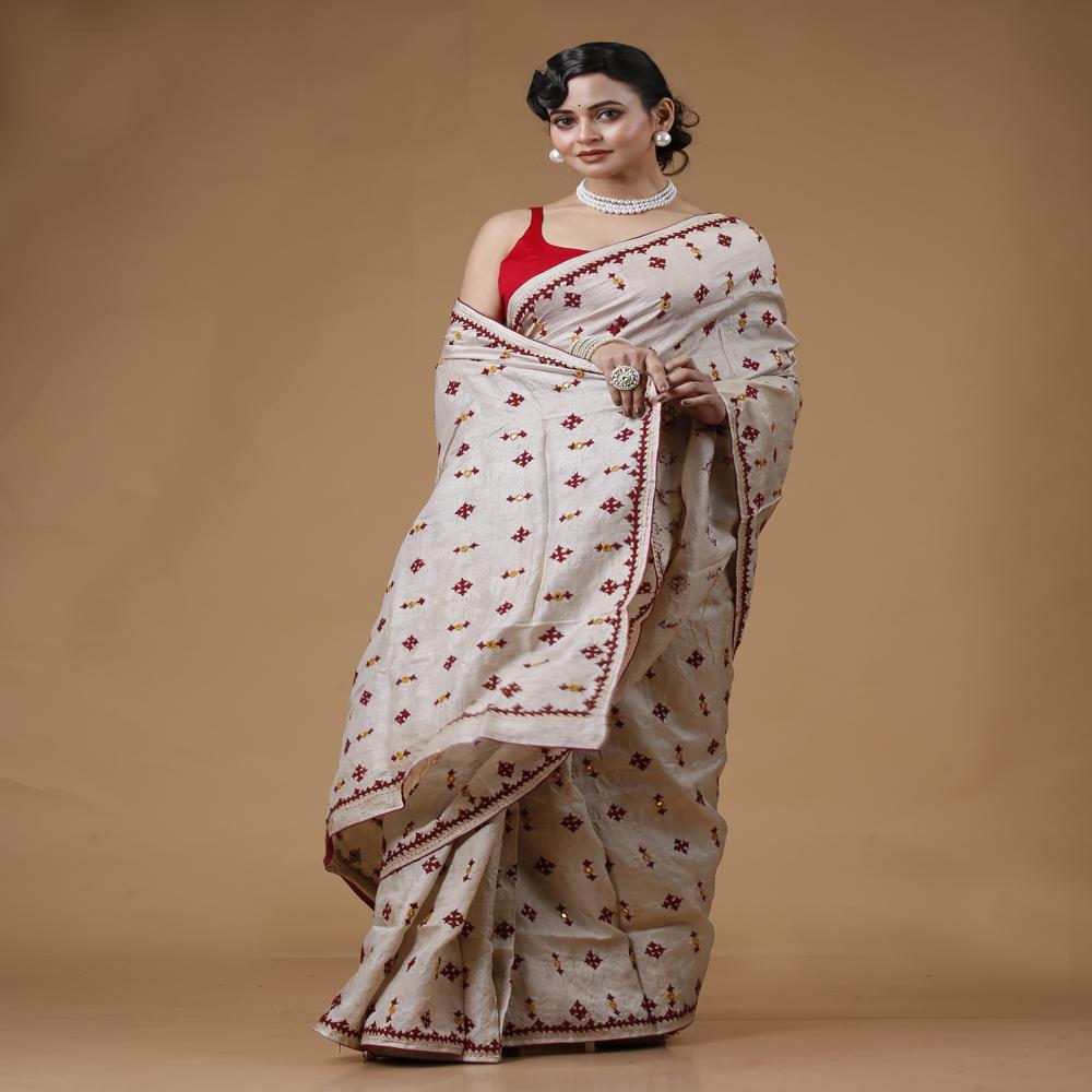 Gachi Tussar Kutch Work Saree
