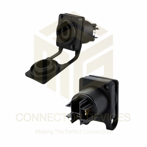 YF24 500V 20A 3Pin PowerCON IP67 Waterproof Socket Power-In Connector Plastic Shell Solder Terminal