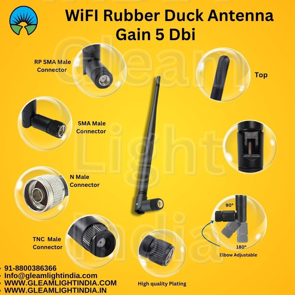 External Wifi Antenna - Plastic, 2.5 Ghz Frequency Range, 360â° Horizontal Lobe Width, 5 Dbi Gain | Industrial Usage, Linear Polarization, Operating Temp 40-60â°c