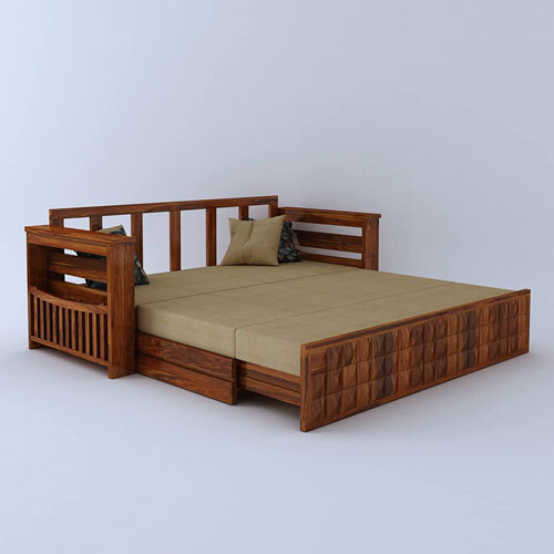 2 Seater Sheesham Wood Wooden Sofa Bed