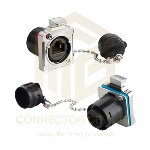 BD24 RJ45 Cat5e Female Socket IP67 Metal+Plastic Shell Waterproof Ethernet Connector