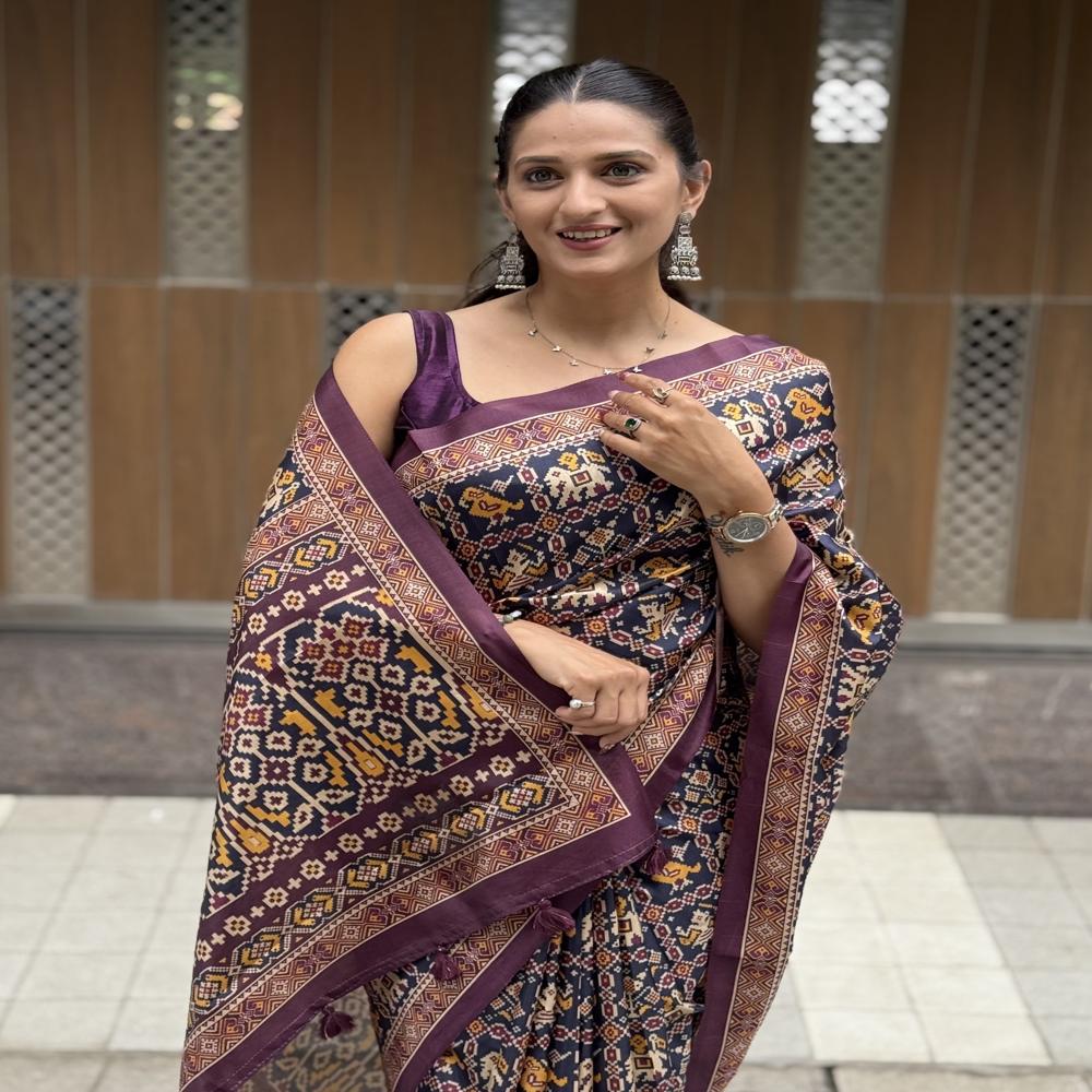 Navy Ikkat Style Saree