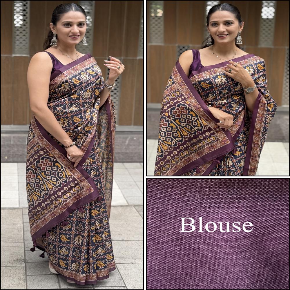 Navy Ikkat Style Saree