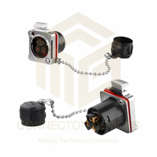 BD24 Series 500V 25A 3Pin Female Socket IP67 Metal Shell Waterproof Power Connector Screw Terminal