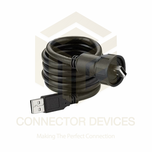 YU Series USB2.0 Male-Male IP67 Waterproof Data Connector 1M Cable