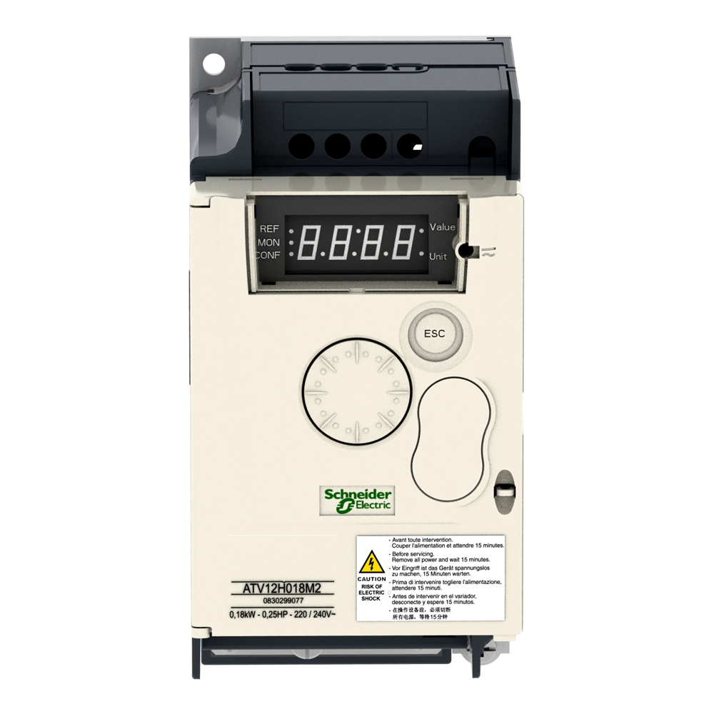 Atv12h037m2-variable Speed Drive, Altivar 12, 0.37kw, 0.55hp, 200 To 240v, 1 Phase, With Heat Sink - Application: Simple Machine