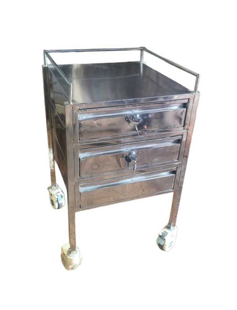 Medicine Trolley Full Ss 3 Drowers Gm 9047c - Color: Natrual