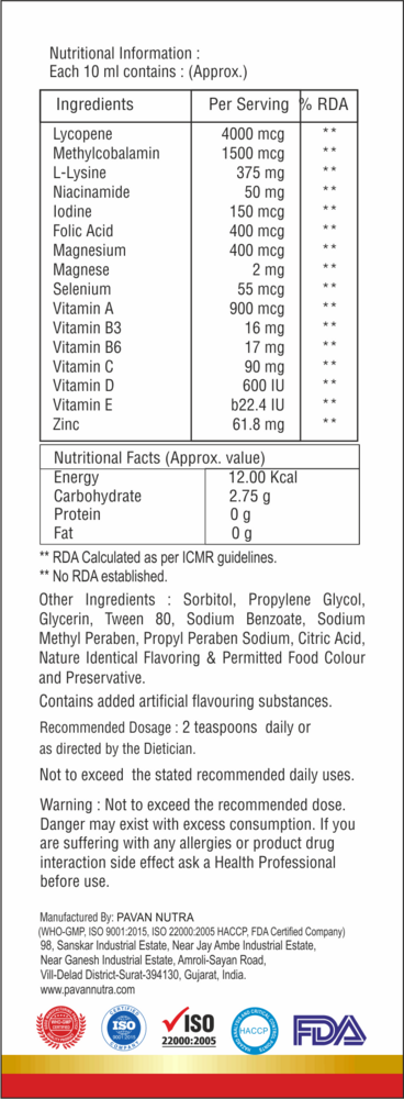 Lycopene And Zinc Syrup