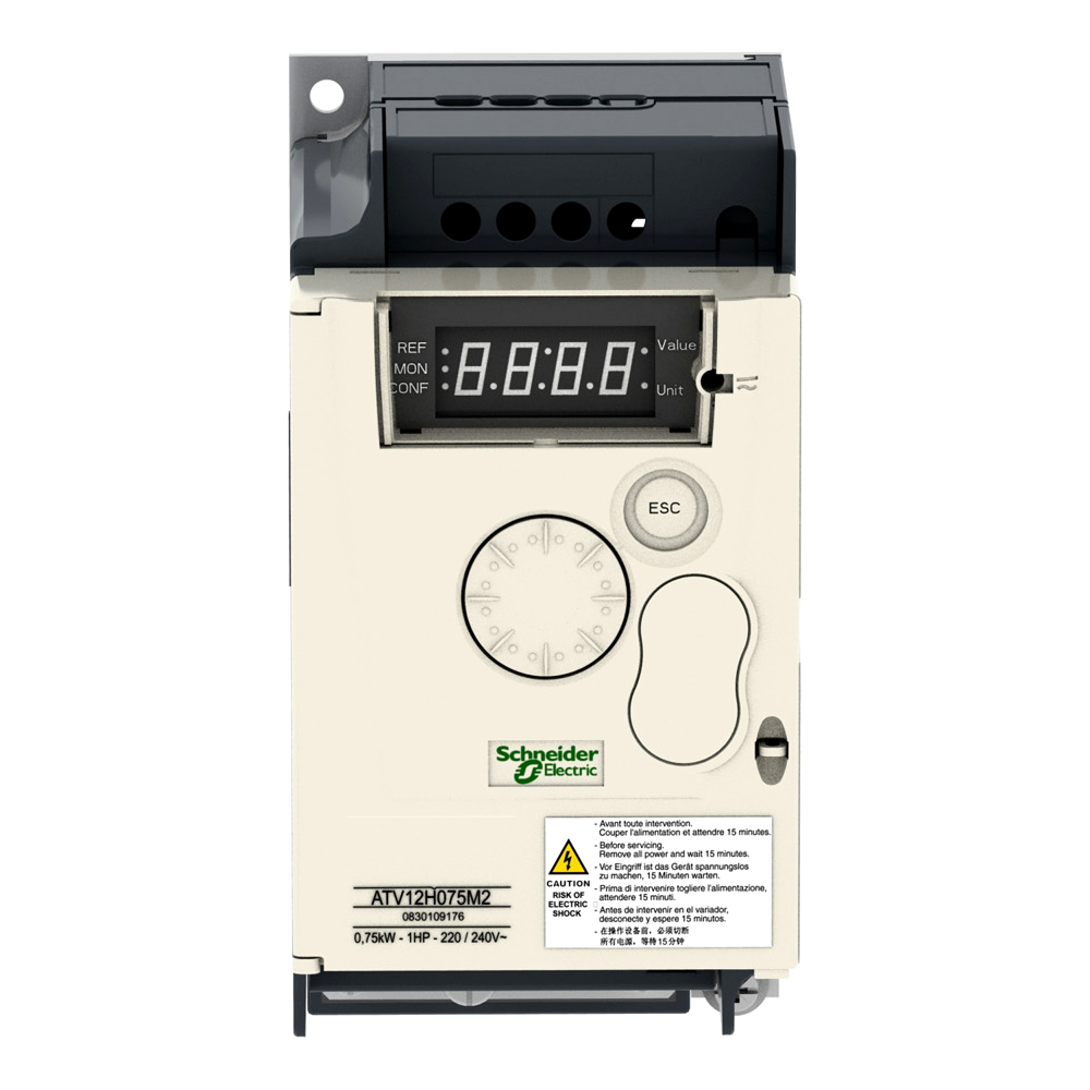 Atv12h075m2-variable Speed Drive, Altivar 12, 0.75kw, 1hp, 200 To 240v, 1 Phase, With Heat Sink - Application: Simple Machine