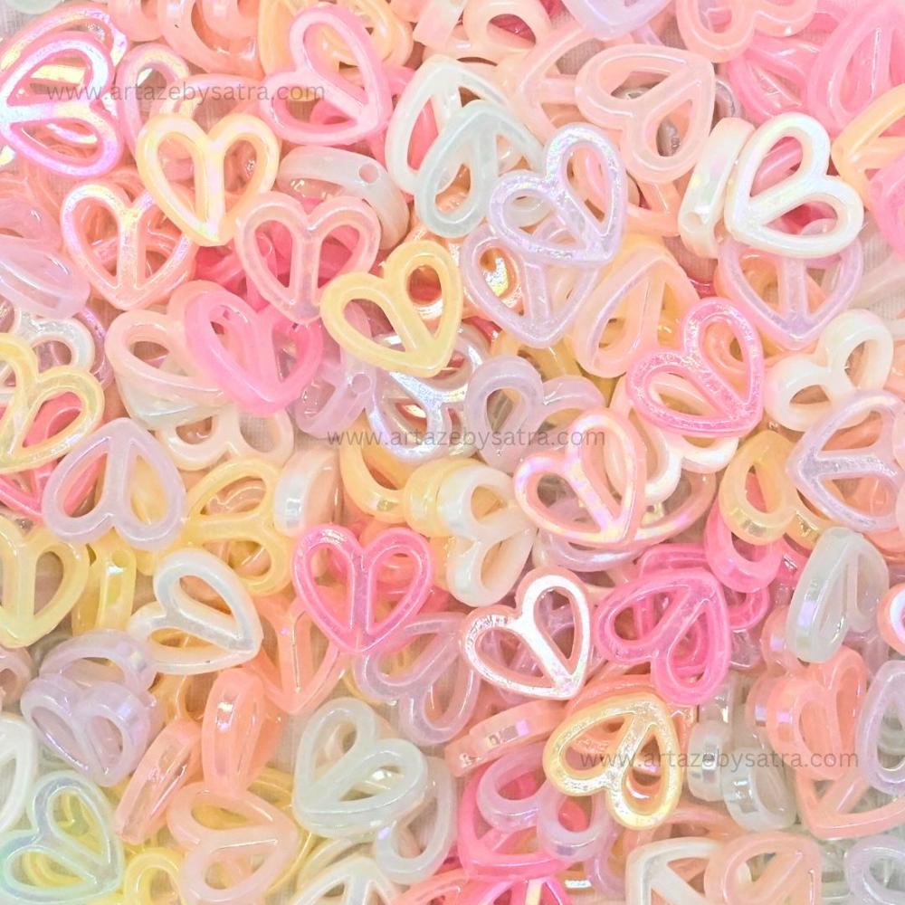 Shiny Pastel Peace Sign Heart Beads | Size : 15mm