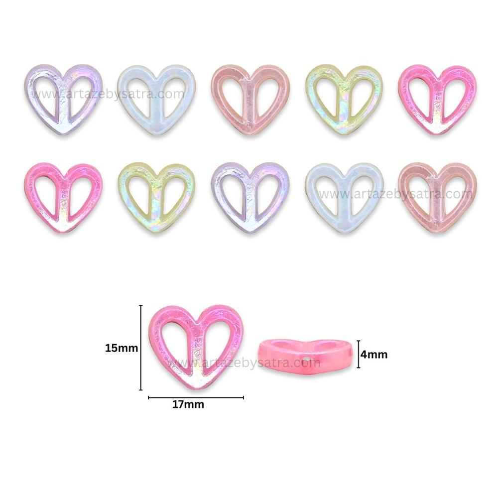 Shiny Pastel Peace Sign Heart Beads | Size : 15mm