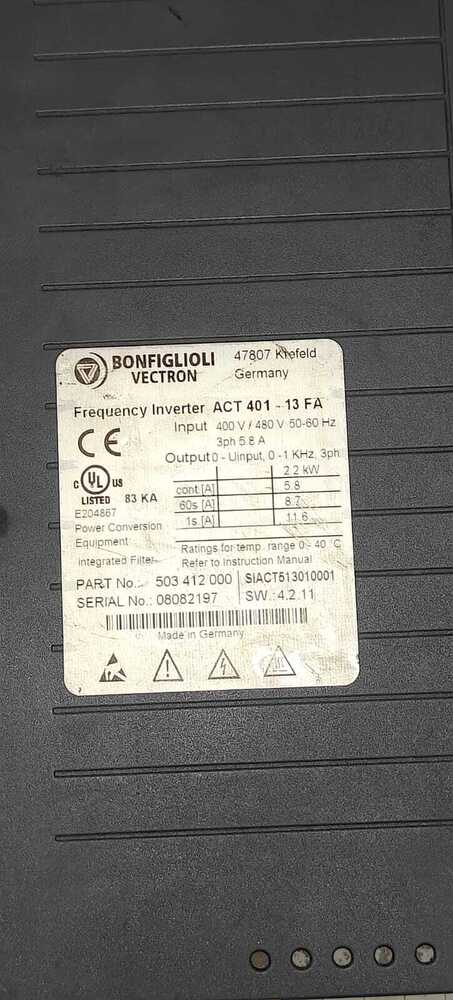 Bonfiglioli Vectron Act 401-13fa - Used Industrial Automation Control Unit | Reliable Performance, Versatile Applications, Advanced Control Features