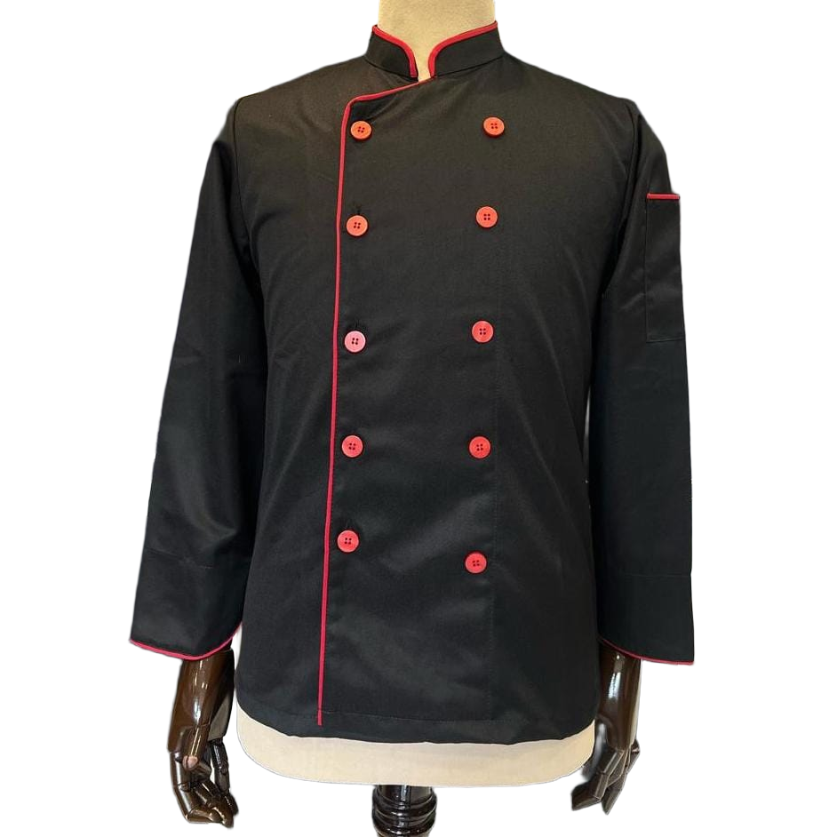 Polyester Chef Coat - Color: Black
