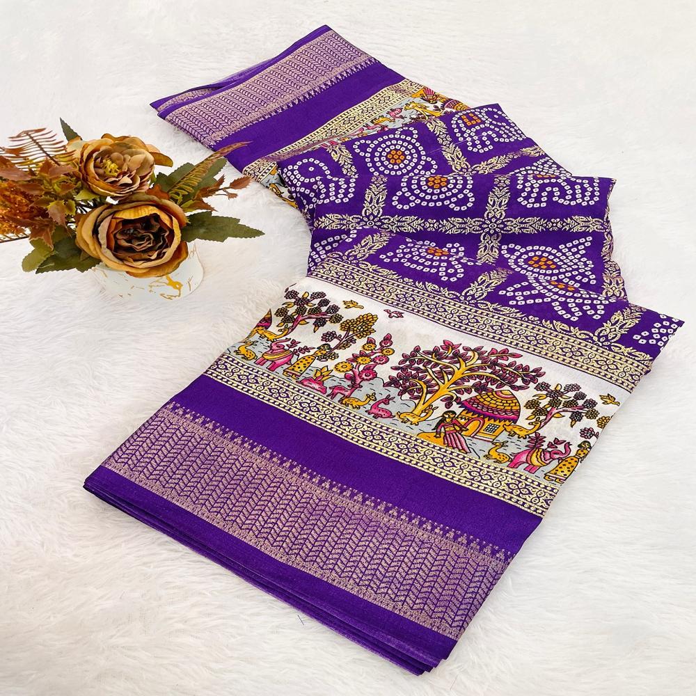 Indian Designer Traditional Dola Silk Bandhani Saree