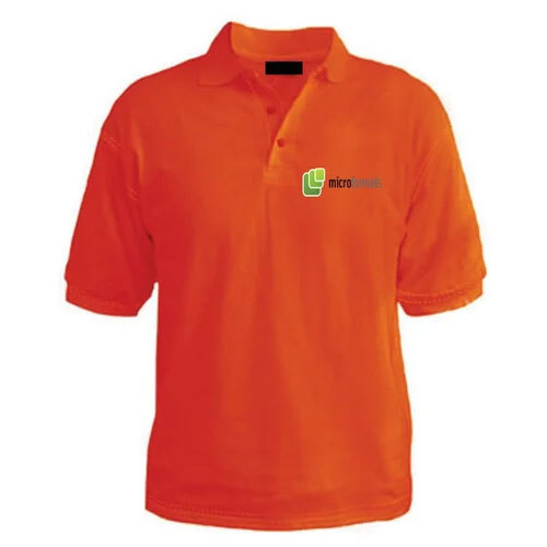 Polo Neck Mens T Shirt - Color: Orange
