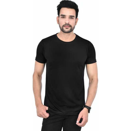 Men Round Neck Polyester T Shirt