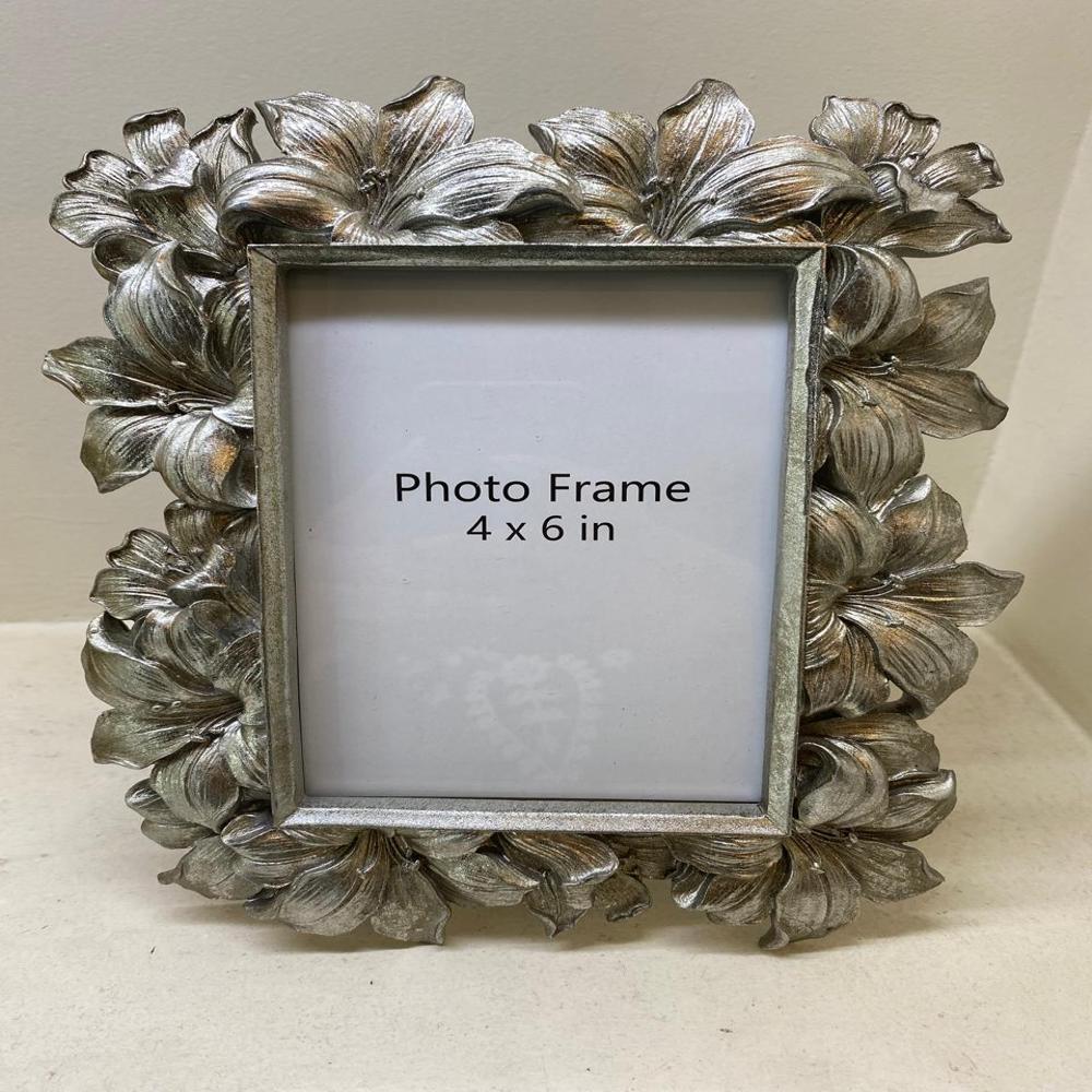 silver plated floral photo frame