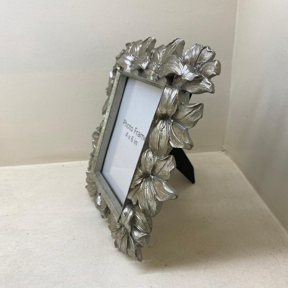 silver plated floral photo frame