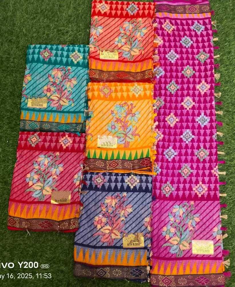 Womens Lace Saree With Jhalar - Color: Multi Color