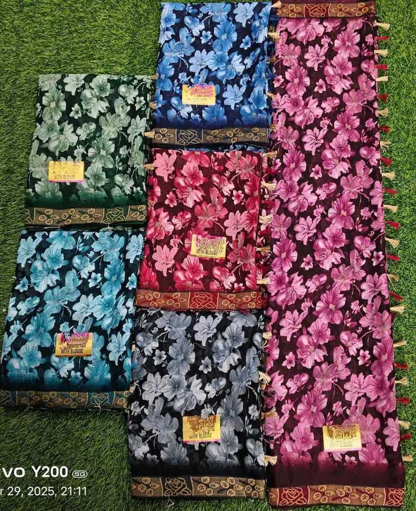 Ladies Cotton Saree With Jhalar - Color: Multi Color