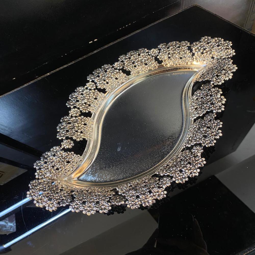 silver plated leaf tray