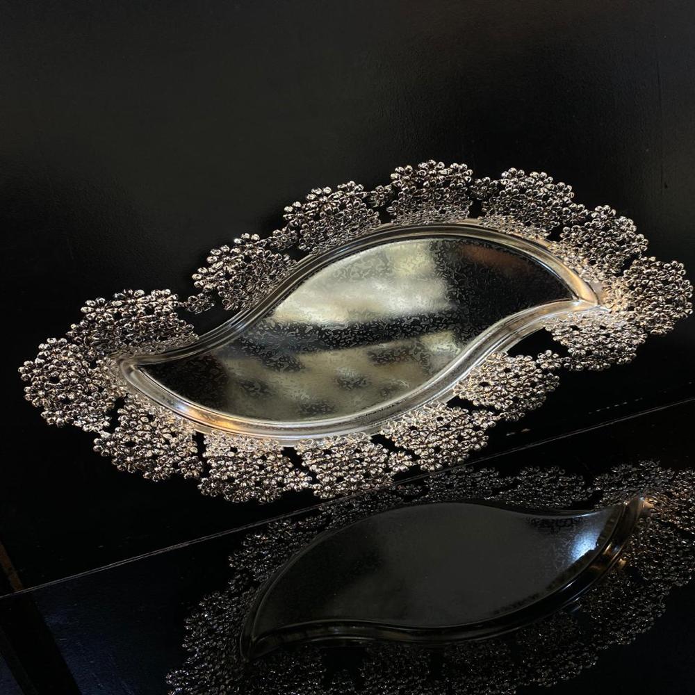 silver plated leaf tray